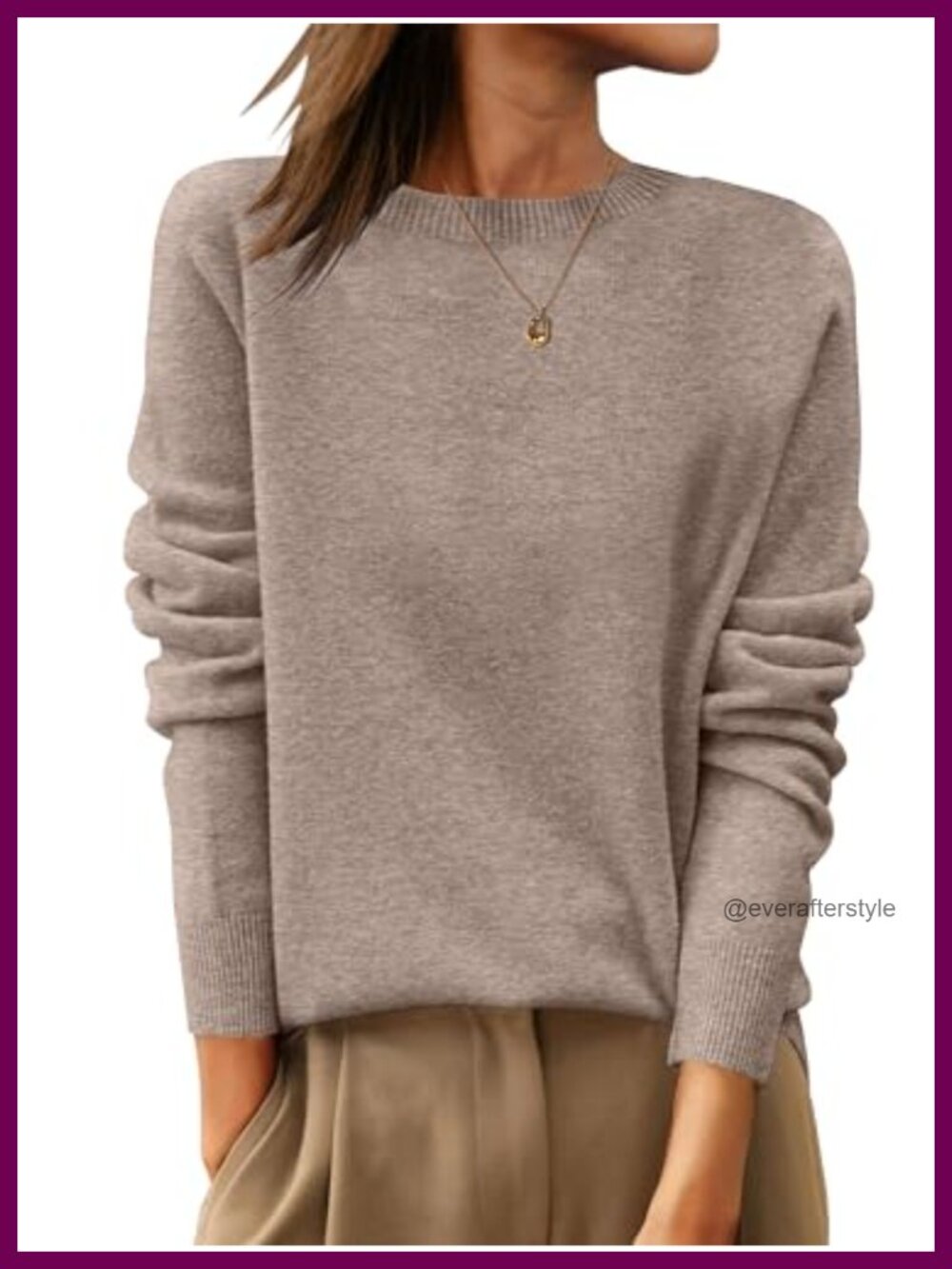 100% Wool Crewneck Long Sleeve Sweater for Women, Fall Winter Work Top